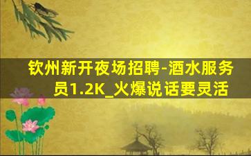 钦州新开夜场招聘-酒水服务员1.2K_火爆说话要灵活